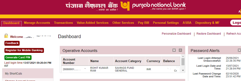 NetBanking Dashboard