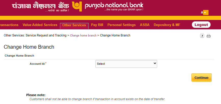 Online PNB Khata Transfer Kare