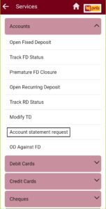 अब आप को अकाउंट स्टेटमेंट रिक्वेस्ट (Account Statement Request) की ऑप्शन दिख जाएगी