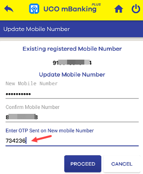 Mobile Number Change in UCO Bank