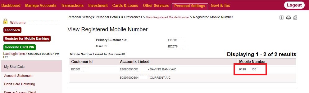 PNB Check Account Linked Number