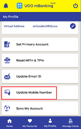 UCO Bank Mobile Number Update Online