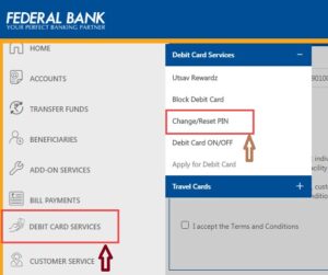 Federal Bank ATM Card Change PIN Through NetBanking
