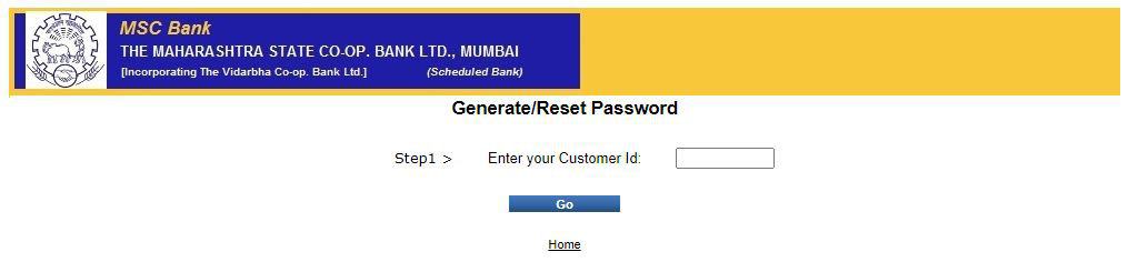 MSCB Bank Password Forgot