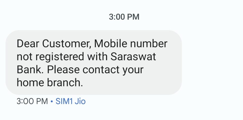 Saraswat Bank Missed Call Balance Enquiry Number